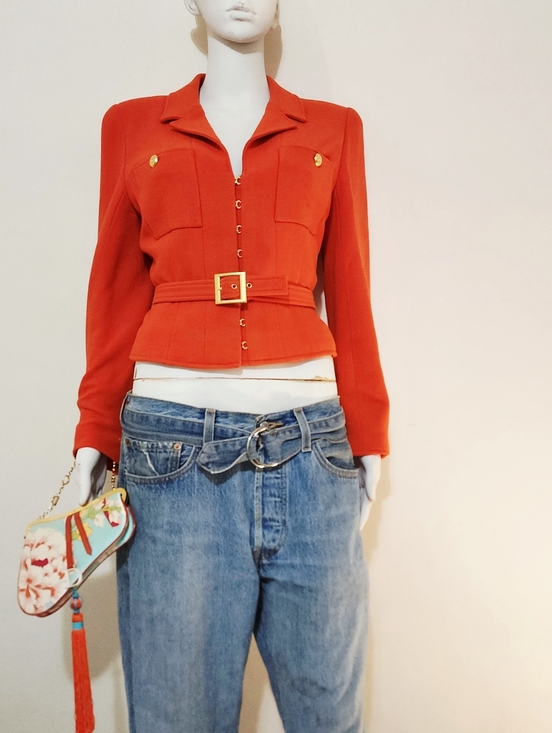 CHANEL Jackets & Blazers - Chanel 1996 Cropped Red Jacket with Gold Hardware